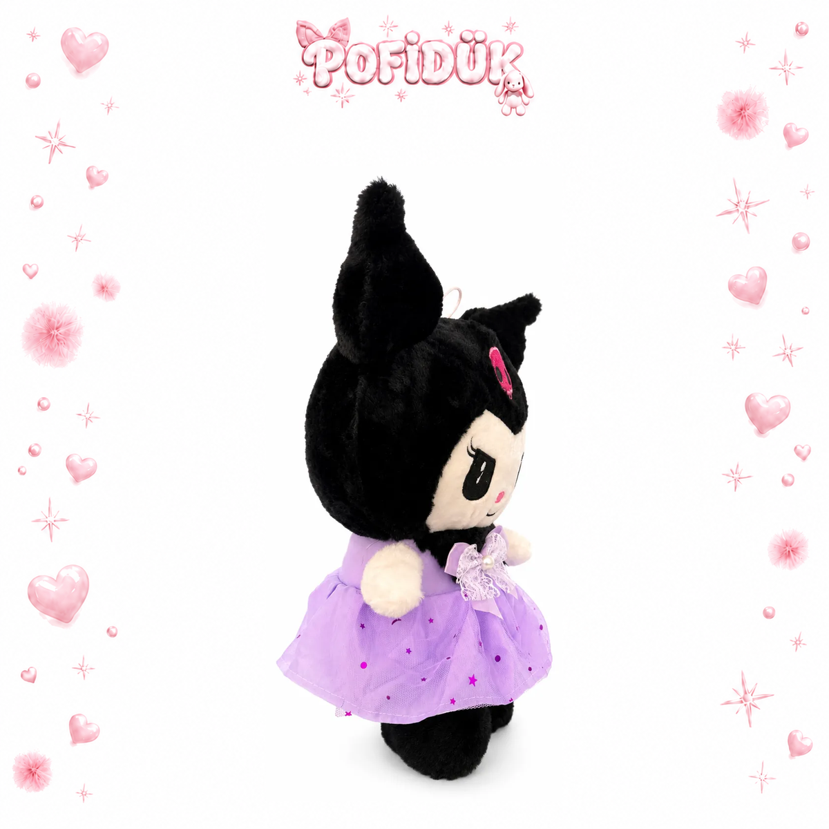 35 Cm Kuromi Peluş Oyuncak Mor Elbiseli