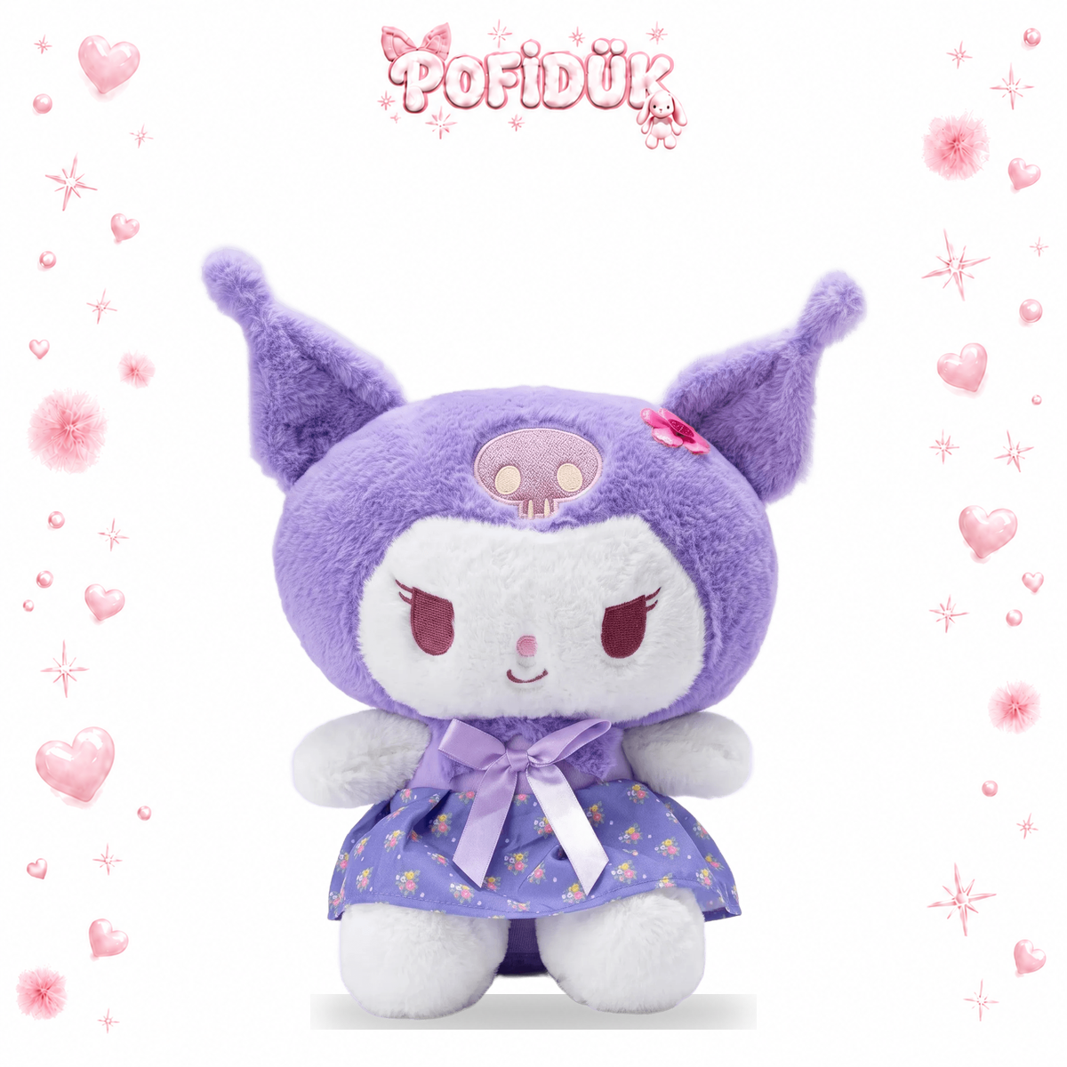 Kuromi Mor Elbiseli Peluş Oyuncak 35 Cm