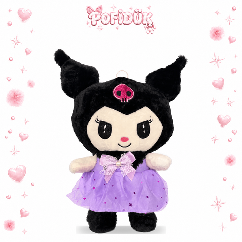 35 Cm Kuromi Peluş Oyuncak Mor Elbiseli