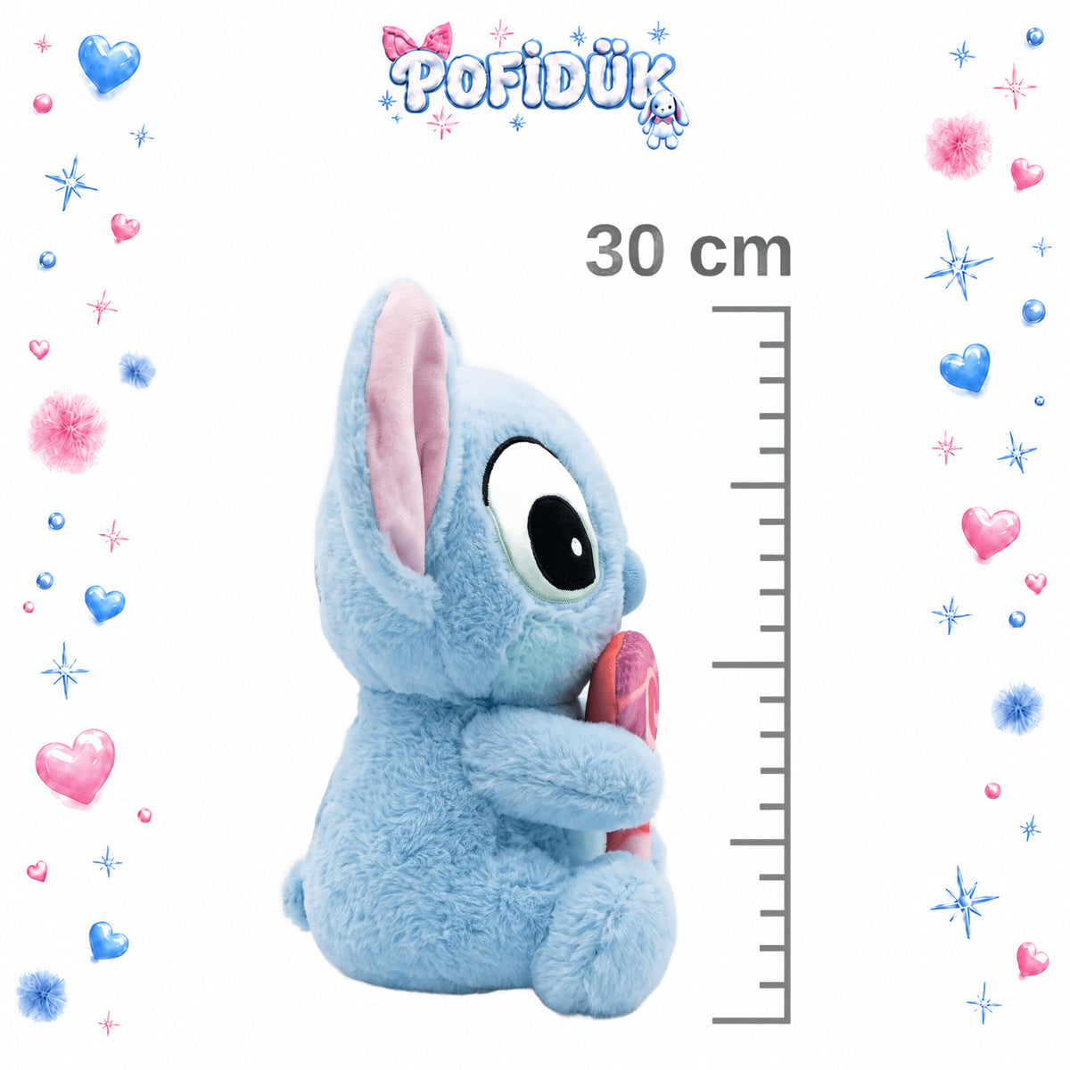 Stitch Mikrofonlu Mavi Peluş Oyuncak 30 Cm